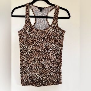 Active Basic Leopard Print Racerback Tank Top - Brown Black